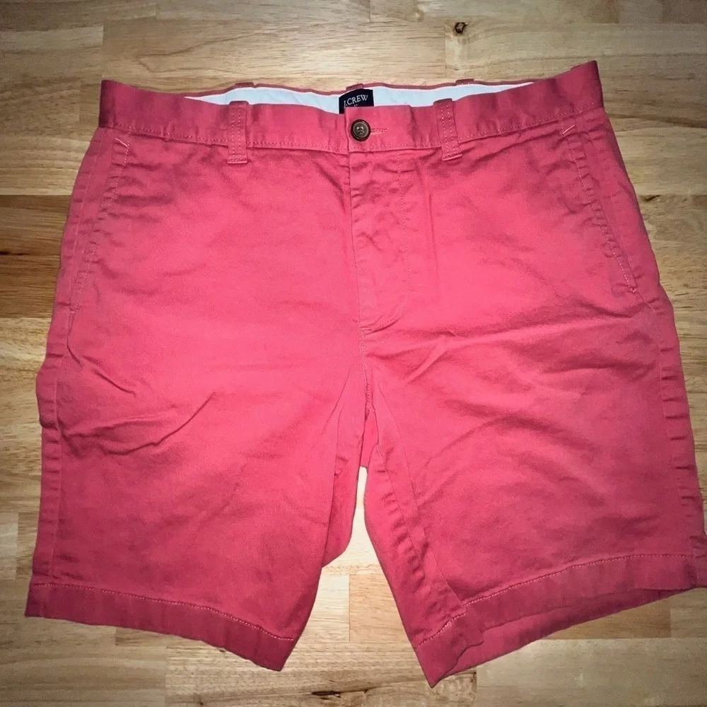 J. Crew Red Flat Front Shorts Vibrant Style 33, 9” inseam